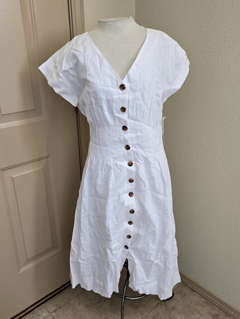 nwt Antonio Melani Ellie Linen dress in Ultra White sz 10 scandi cottagecore - Picture 2 of 9